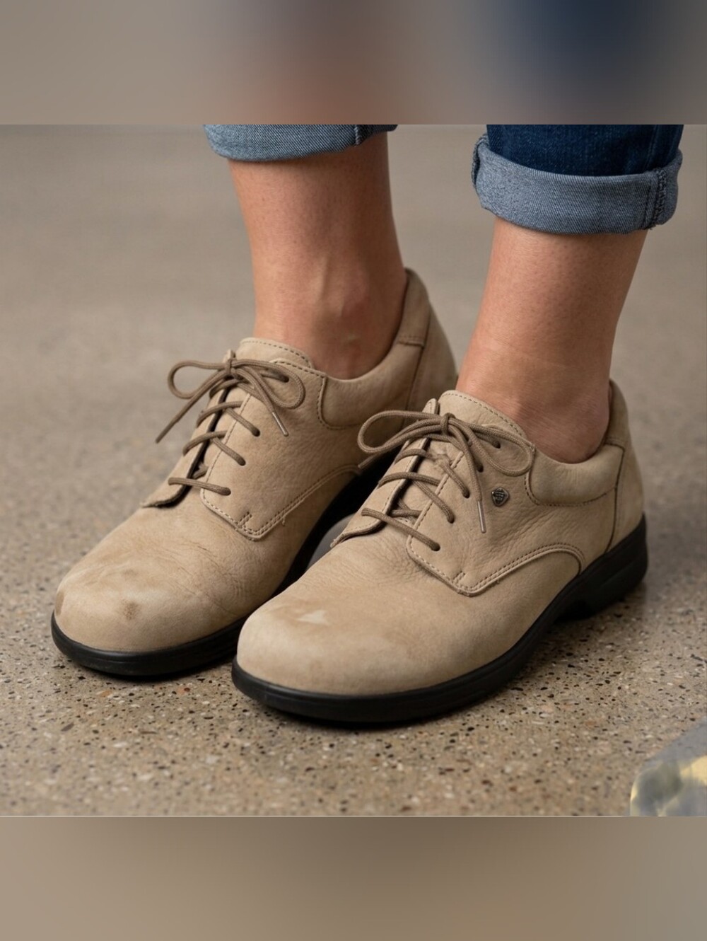 Finn Comfort Lace Up Comfort Shoes Size 6 Beige Leather Walking Shoes Germany